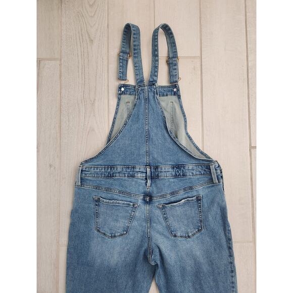ISABEL MATERNITY Denim Overalls Raw Edge Hem Stretchy Size 4 Small Adjustable - Picture 4 of 6